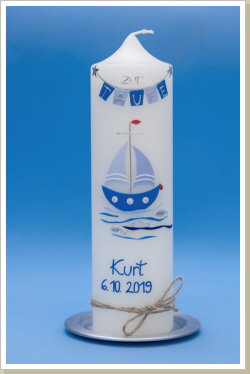 Taufkerze Kurt, blau, rot, silber, Best.Nr. 109 Preis 45,-€ Taufkerze Kurt, blau, rot, silber, Best.Nr. 109 Preis 45,-€
