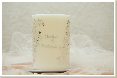 Kerze C&A, silber, apricot, Best.Nr.307 Kerze C&A, silber, apricot, Best.Nr.307