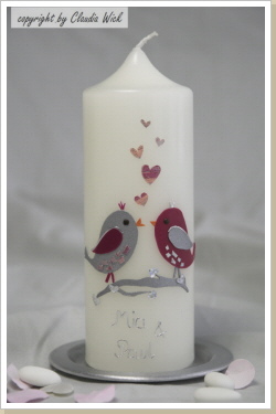Kerze L&F, Magenta, silber, Best.Nr. 308 Kerze L&F, Magenta, silber, Best.Nr. 308